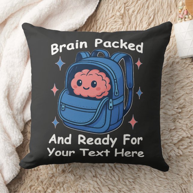Cute Back-to-School Customizable “Brain Ready" Kussen (Deken)