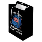 Cute Back-to-School Customizable “Brain Ready" Medium Cadeauzakje (Voorkant Gekanteld)
