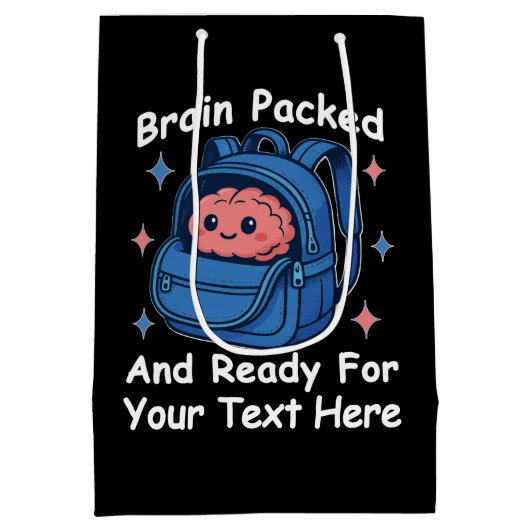 Cute Back-to-School Customizable “Brain Ready" Medium Cadeauzakje (Achterkant)