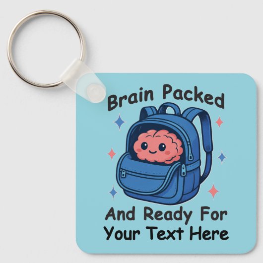 Cute Back-to-School Customizable “Brain Ready" Sleutelhanger (Voorkant)