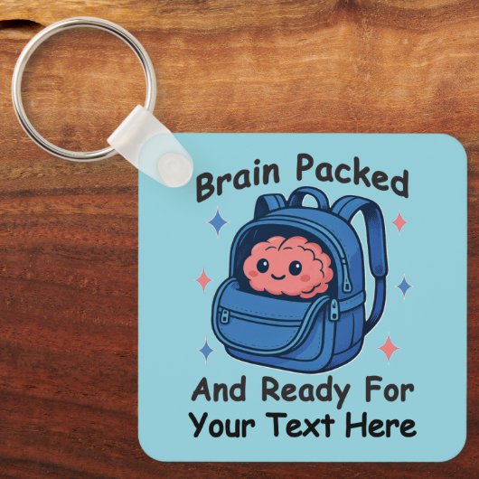 Cute Back-to-School Customizable “Brain Ready" Sleutelhanger (Voorkant)