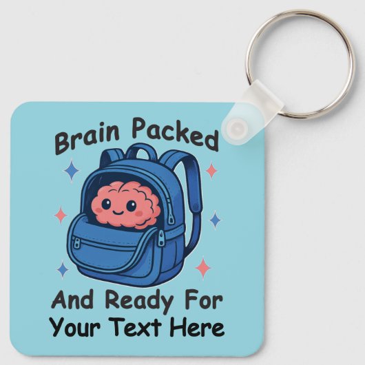 Cute Back-to-School Customizable “Brain Ready" Sleutelhanger (Achterkant)