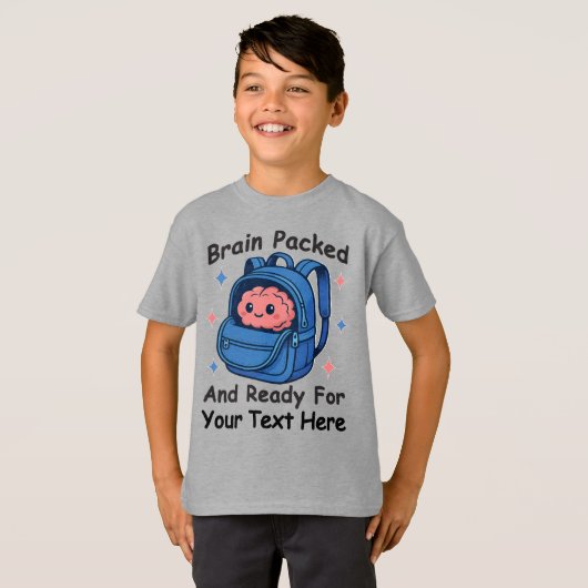 Cute Back-to-School Customizable “Brain Ready" T-shirt (Voorkant volledig)