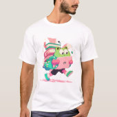 Cute Back to School Frog with Books and Backpack T-shirt (Voorkant)