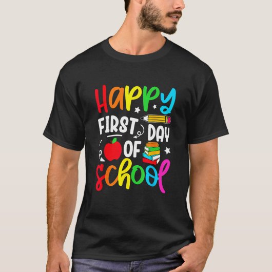 Cute Back To School Happy First Day Of School Teac T-shirt (Voorkant)