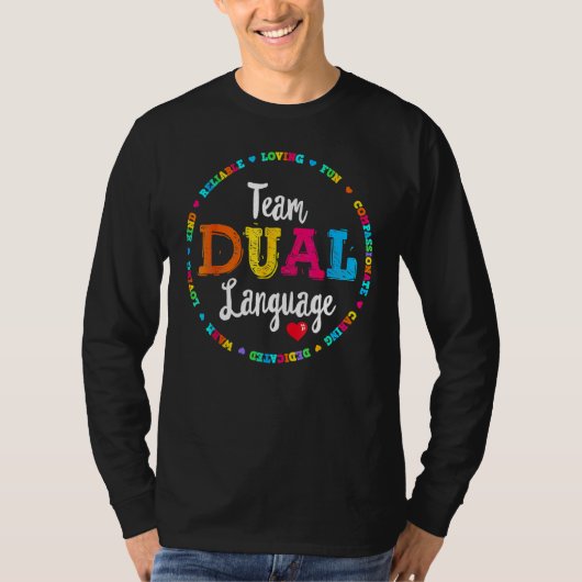 Cute Back To School Squad Team Dual Language Teach T-shirt (Voorkant)