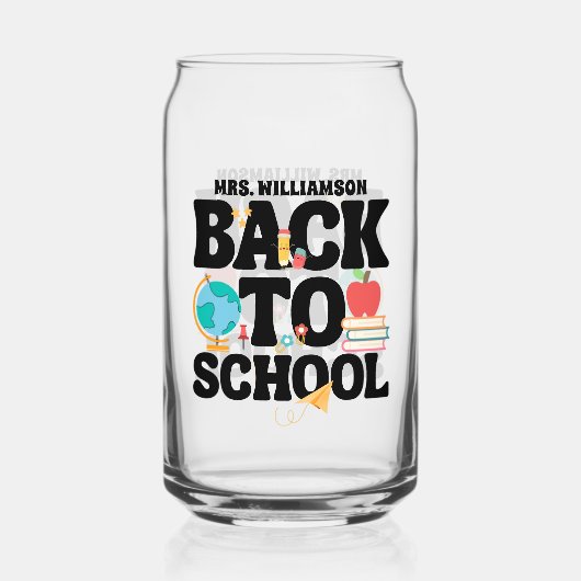 Cute Back To School Teacher Blikvorm Glas (Voorkant)