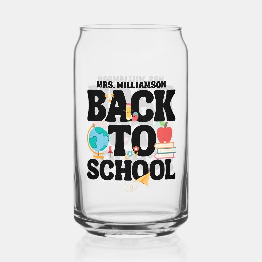 Cute Back To School Teacher Blikvorm Glas (Achterkant)