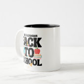 Cute Back To School Teacher Tweekleurige Koffiemok (Voorkant links)