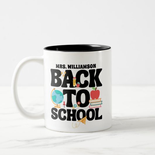 Cute Back To School Teacher Tweekleurige Koffiemok (Links)
