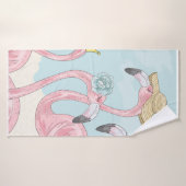 Cute background met flamingos. Zomerachtergrond Badhanddoek (Badhanddoek)