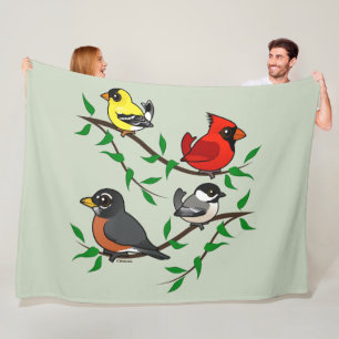 Cute Backyard Birds Fleece Deken
