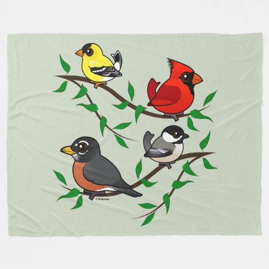 Cute Backyard Birds Fleece Deken (Voorkant (Horizontaal))