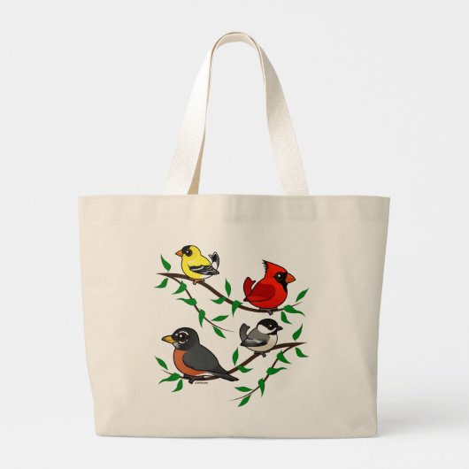 Cute Backyard Birds Grote Tote Bag (Achterkant)