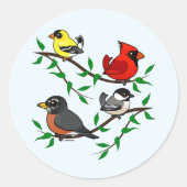 Cute Backyard Birds Ronde Sticker (Voorkant)