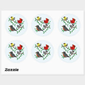 Cute Backyard Birds Ronde Sticker (Vel)