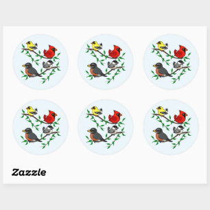 Cute Backyard Birds Ronde Sticker