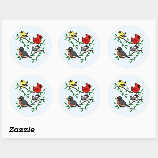 Cute Backyard Birds Ronde Sticker (Vel)
