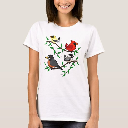 Cute Backyard Birds T-shirt (Voorkant)