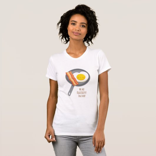 Cute Bacon and Eggcellent Together Couple T-shirt (Voorkant volledig)