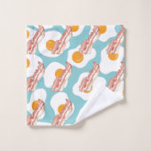 Cute Bacon & Eggs Pattern | Monogrammen Bad Handdoek (Wasdoekje)