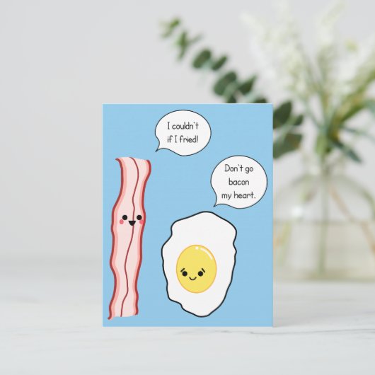 Cute Bacon en Egg Cartoon Briefkaart (Staand voorkant)