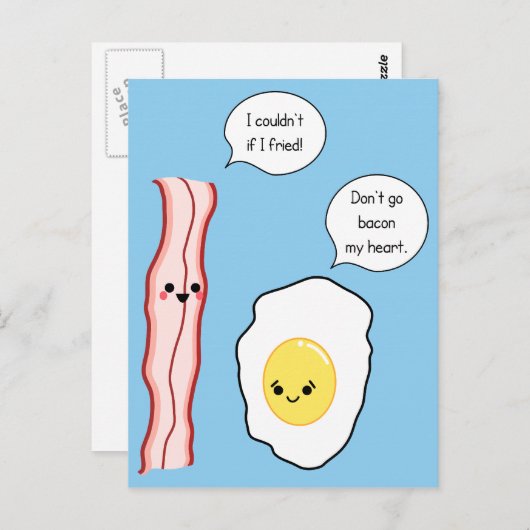 Cute Bacon en Egg Cartoon Briefkaart (Voorkant / Achterkant)