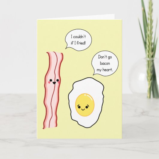 Cute Bacon en Egg Cartoon Kaart (Voorkant)
