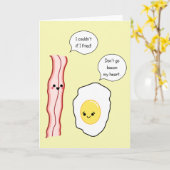 Cute Bacon en Egg Cartoon Kaart (Gele Bloem)