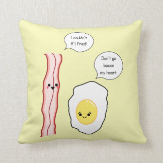 Cute Bacon en Egg Cartoon Kussen