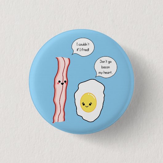 Cute Bacon en Egg Cartoon Ronde Button 3,2 Cm (Voorkant)