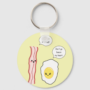 Cute Bacon en Egg Cartoon Sleutelhanger