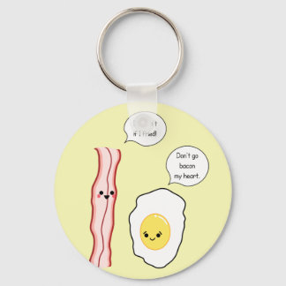 Cute Bacon en Egg Cartoon Sleutelhanger