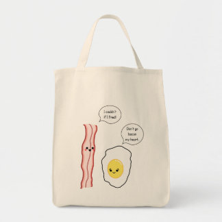 Cute Bacon en Egg Cartoon Tote Bag