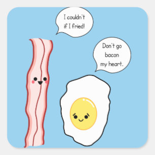 Cute Bacon en Egg Cartoon Vierkante Sticker