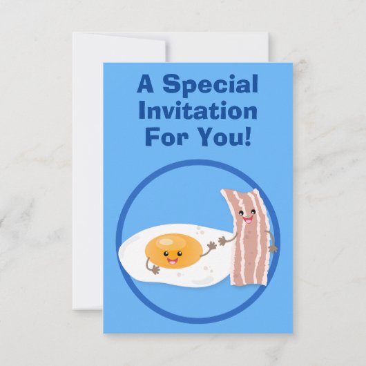 Cute bacon en eicel cartoon illustratie kaart (Achterkant)