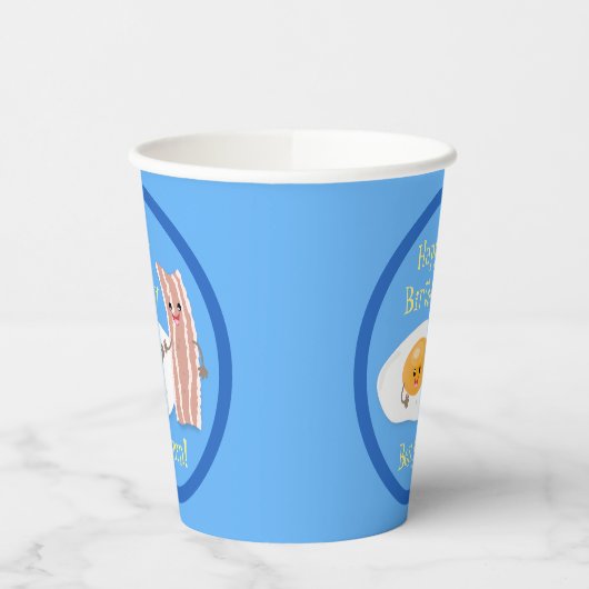 Cute bacon en eicel cartoon illustratie papieren bekers (Links)