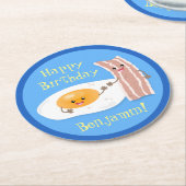 Cute bacon en eicel cartoon illustratie ronde kartonnen onderzetter (Gebogen)