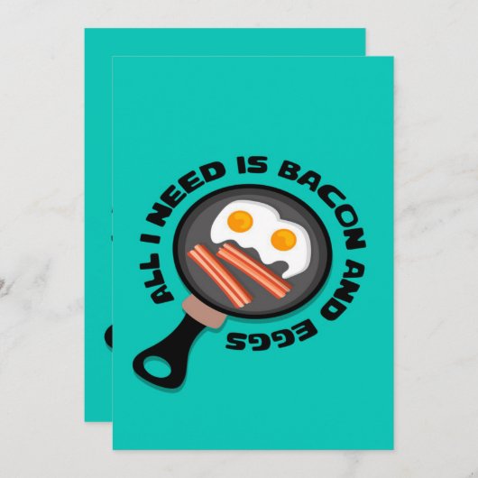 Cute Bacon en eieren | Funny Canvas Feestdagenkaart (Voorkant / Achterkant)