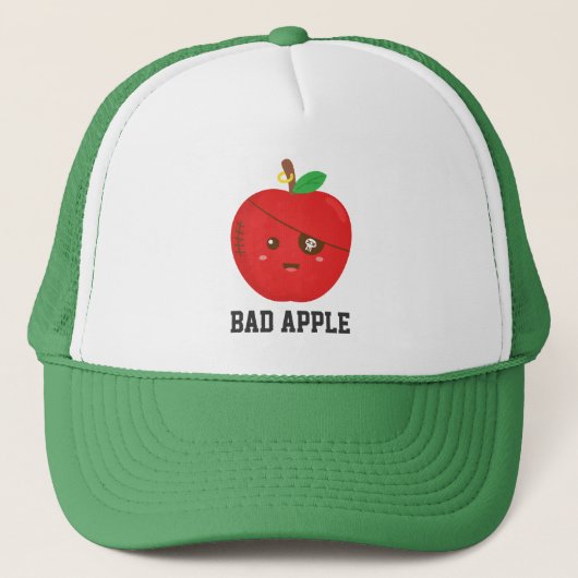 Cute Bad Apple met Oogpleister Trucker Pet (Voorkant)