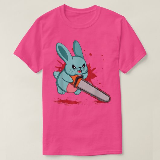 Cute Bad Evil Bunny Scary Saw Rabbit Egg Happy Eas T-shirt (Design voorkant)