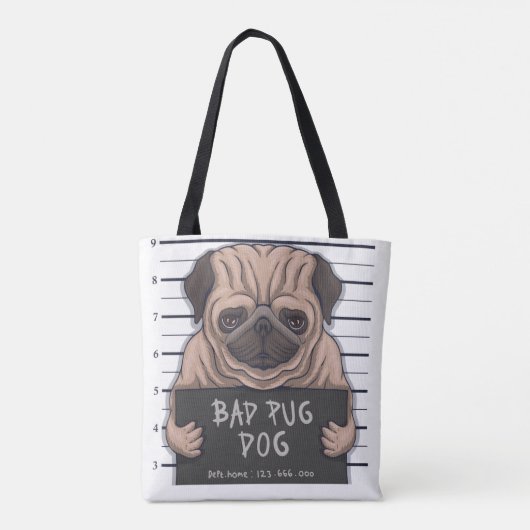 Cute Bad Pug Canvas tas (Achterkant)