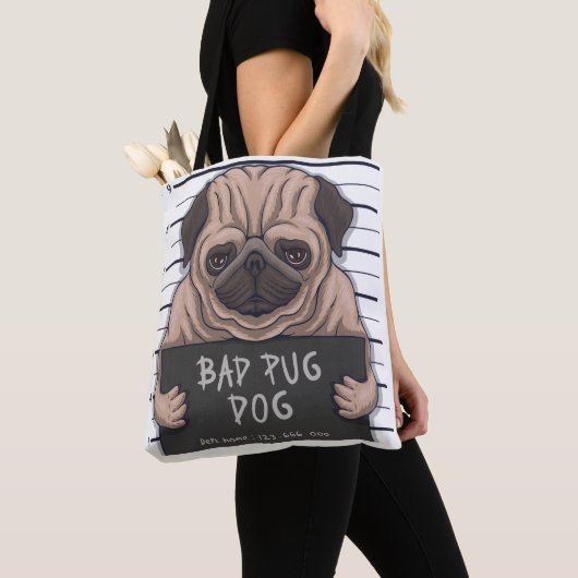 Cute Bad Pug Canvas tas (Dichtbij)
