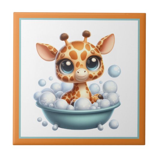 Cute badkamer giraffe bad tegeltje (Voorkant)