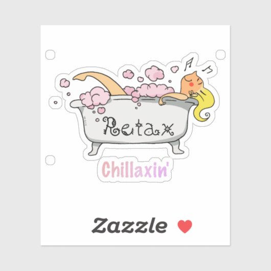 Cute badkartoon - chillen ontspanning sticker (Vel)