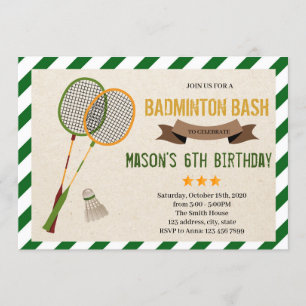 Cute badminton party Invitation Kaart