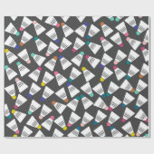 Cute Badminton Wrapping Paper Cadeaupapier (Vlak)