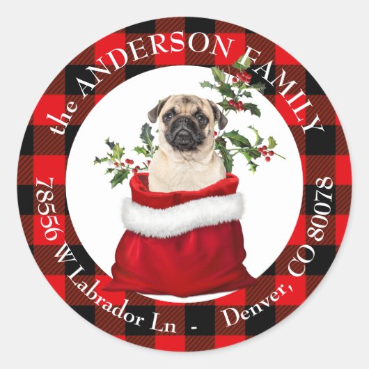 Cute Bag Cute Pug Lijst Return Address Ronde Sticker (Voorkant)
