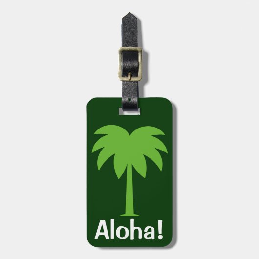 Cute bagagelabel met palmboom | Aloha! (Voorkant verticaal)