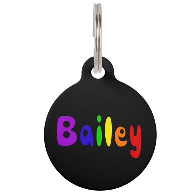 Cute Bailey Pet Name Rainbow Graffiti Letters Huisdierpenning (Voorkant)
